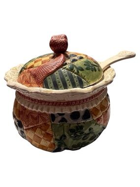 Patchwork Design Soup Tureen/Serving Bowl Pre owned